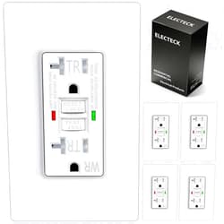 ELECTECK 5 Pack GFCI Outlets 20 Amp, Outdoor Weather Proof (WR), Self-Test GFI Receptacles with LED Indicator, Ground Fault Circuit Interrupter, Screwless Wallplate Included, UL Listed, White