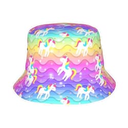 TWKGBUAD Fashion Unicorn Bucket Hat Rainbow Galaxy Print Sun Hat Packable Summer Unisex Outdoor Fisherman Hat for Women and Men