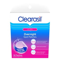 Clearasil Overnight Spot Patches, Advanced Healing Hydrocolloid Acne Pimple Treatment, Blemish Spot Stickers for Face, 18 count