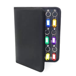 Bstansion Portable Zippered Key Organizer,Leather Key Case with 36 Key Hooks and Tags Key Storage, Portable Manager,Landlord Key Binder,Zipper Key Organizers for Estate Sales,Hotel Executives,Car Rental Key Box
