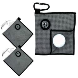 MAGOLFIN 2-Pack Small Magnetic Golf Towel with Clip, Microfiber Waffle Design - Industrial Strength Magnet for Glof Balls, Golf Bags, Carts Clubs - Gray