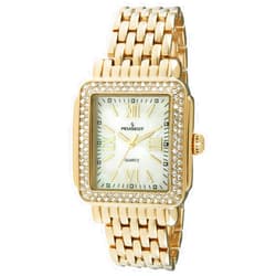 Peugeot Women Rectangle Dress Watch with Crystal Decorated Bezel, Roman Numerals and Bracelet