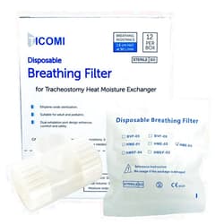 UrbAmerican TICOMI Tracheotomy Humidifier, Heat Moisture Exchanger, HME for Suitable for Tracheostomy, EO Sterilization, 12 per Box