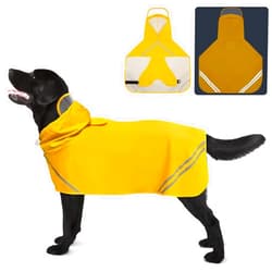 Miucat Dog Raincoats for Large Dogs, Waterproof Adjustable Pet Raincoat Jacket, Reflective Strip Hoodie, Rain Poncho Jacket for Medium Large Dogs(L)