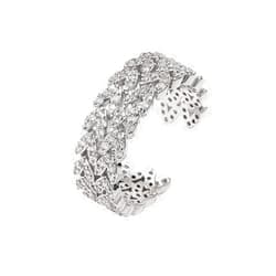 Follsy Statement Metal Open Ring Sophisticated Micro-Set Zircon Ring- Platinum Plated