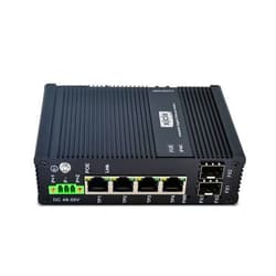 XJCIX POE Industrial Switch 4 Port POE Gigabit RJ45 and 2 SFP Fiber Ports Unmanaged DIN Rail Switch