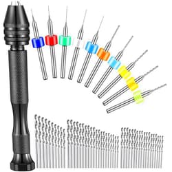 Zhehao 59 Pieces Hand Drill Bits Set Include 49 Pcs Metal Pin Vise Hand Drill Micro Mini Twist Drill Bits and 10 Pcs Tungsten Carbide PCB Rotary Tools for Resin Polymer Wood Craft DIY Jewelry Making Carving