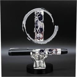ARTEX Luxury Craft Fountain Pen, Germany Schmidt Nib, Relievo Zodiac, Eastern Style. Gift for Men & Women, Professional, Executive, Metal, Gift Box. Free Engraving. (Ancient Silver), 14,2x1.6cm