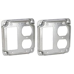 RACO Hubbell-Raco 915C 1 GFCI and 1 Duplex Receptacle 4-Inch Square Exposed Work Cover (Pack of 2)