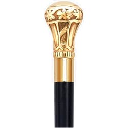 Sadaf Nautical Handmade Brass Knob Handle Walking Cane,Black & Gold,36 inch
