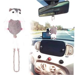 COCGVEL Possum Car Charm Swinging Car Ornament Possum Car Hanging Decoration Handmade Woven Possum Car Pendant Car Interior Accessories Cute Car Mirror Aesthetic Decor Hanging Pendant