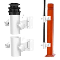 HAINAWANG Deck Umbrella Mount, Stainless Steel Patio Umbrella Holder, Heavy Duty Outdoor Umbrella Bracket Clamp, (Fit Max OD 2 inch), Multiple Mounting Options to Save Deck Space, White