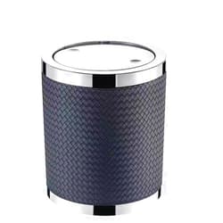Woless Black Trash Can 10.2” x 11.4”, Garbage Bin Suitable for Bedroom Living Room Kitchen Toilet, Mental Stainless Steel & Leather