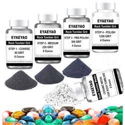 Eyaeyao Rock Tumbler Grit and Ceramic Tumbling Media 2 Pounds, Polish Up to 13 lbs. of Rocks, Polish Refill Media Kit, Compatible with Any Tumbler (4 Step + Tumbling Media)
