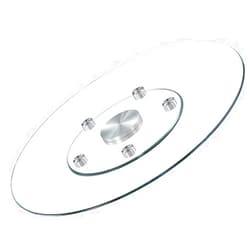 CINGK Lazy Susan Serving Turntable, Tempered Glass Serving Plate Dining Table Rotating Tray Round Service Tray, for Kitchen Dining Table,Transparent (Size : 80cm/31.5in)