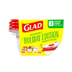 GladWare Holiday Food Storage Containers with Reversible Gift Tags, 3 Count Large Square Containers & Lids, 42oz | Microwave-Safe, Freezer-Safe, Dishwasher-Safe