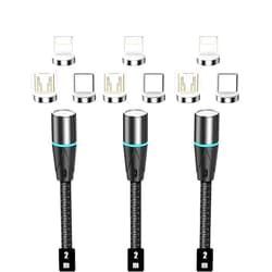 N. NETDOT NetDot Magnetic Charging Cable,3in1 Gen12 3 Pack (6.6ft) Max 18W Fast Charging Magnetic Phone Charger and Data Transfer Magnetic Charger for Micro USB, USB-C/Type c and i-Product