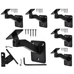 HOMIER 6 Pack Heavy Duty Swivel Handrail Brackets with Adjustable Angle Square Stair Hand Rail Brackets for Indoor Staircase, Black