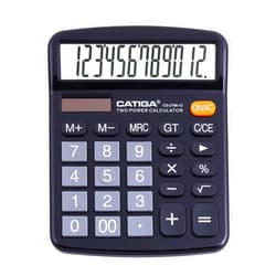 CATIGA 12 Digits Desktop Calculator with Large LCD Display and Sensitive Button, Dual Solar Power and Battery, Standard Function for Office, Home, School, CD-2786