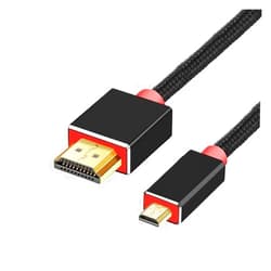 Treayes Shuliancable m;ic/ro HDMI Cable Gold Plated 2.0 3D 4k 1080P High Speed Adapter for HDTV p；s/3 PC Camera(Braid Black,2m)