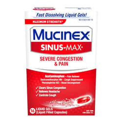 Mucinex Sinus-Max Max Strength Severe Congestion & Pain Liquid Gels, 16ct