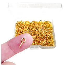 TTSAM 300PCS Mini Screw Eye Pin Pegs, 10 x 5mm Hooks, Self Tapping Screws for Arts & Crafts, Cork Top Bottles & DIY Jewelry Making (Gold)