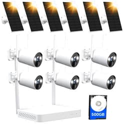 CAMCAMP Solar Security Camera System - 2.5K Wireless Outdoor Cameras with 10CH Surveillance NVR 500GB Hard Drive HDMI Color Night Vision AI Detection 2 Way Audio IP66 Waterproof for Home Garage