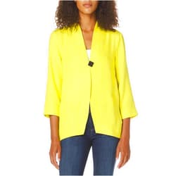 Ali Miles Women's Textured Woven One Button Front Jacket Hi-Low Hem Side Seam Pockets