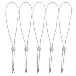 AKOAK Set of 5 Hat Flexible Removable Chin Cord Windproof Strap Clip Adjustable Cord Fastener for Golfing, Fishing, Boating, Sailing, and Other Sports（White）