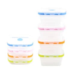 ECOBERI Collapsible Silicone Food Storage Containers, BPA Free, Microwave, Freezer and Dishwasher Safe, Lunch, Meal Prep, Travel, Space-Saving, Set of 4