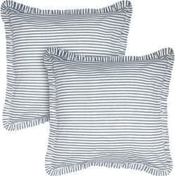 VHC Brands Sawyer Mill Ticking Striped Cotton Farmhouse Square Bedding Accessory Euro Sham Set of 2 26x26 Blue Denim