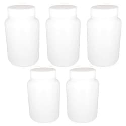 Heyiarbeit Plastic White Translucent Lab Chemical Reagent Bottle 500ml Wide Mouth Sample Sealing Liquid Storage Container 5pcs