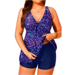 Yonique Two Piece Plus Size Tankini Swimsuits for Women Flowy Bathing Suits with Shorts Tummy Control Swimwear