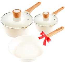 YIIFEEO Pots and Pans Set Nonstick - YIIFEEO 5 PCS Kitchen Cookware Sets 1.5 Qt & 3 Qt Granite Saucepan Sets with Lid and 9.5