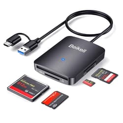 Beikell SD Card Reader, Beikell 4 in 1 Dual Connector (USB&USB C) USB C to Micro SD Memory Card Reader OTG Adapter -Supports SD/SDHC/SDXC/MMC/Micro SDXC/MS/MS Pro/CF, Compatible with Windows, OS