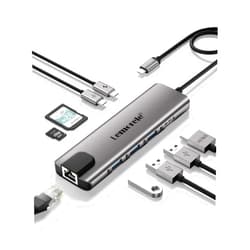Lemorele USB C Hub Multiport Adapter 9 in 1 w/Gigabit Ethernet, 100W PD, HDMI 4K, 3 USB 2.0, 5Gbps USB C Data Port, SD/TF Card Reader, Dongle Docking Station for MacBook Lenovo HP Dell Laptops