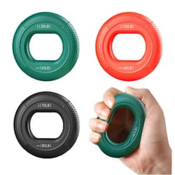 AIKESIWAY Grip Strength Trainer (30-80lbs) - 6 Resistance Levels, 3PCS Silicone Hand Grip Strengthener Rings for Rock Climbing, Athletes, Finger Workout & Stress Relief - Double Force Design