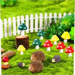 DragonflyDreams 13 Pieces Miniature Fairy Garden Accessories Resin Mini Hedgehogs and Mushroom Garden Accessories Fairy Outdoor Garden Animals Figurines for Fairy Garden Micro Landscape Plant Pots Bonsai Craft Decor