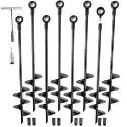 Fabulas Ground Anchors Heavy Duty, Swing Set Anchor Kit 18 Inch 8 Pack Screw in Earth Anchors Trampoline Stakes High Wind Metal Auger Anchor for Shed Tent Carports Securing Animals Camping Mobile Home