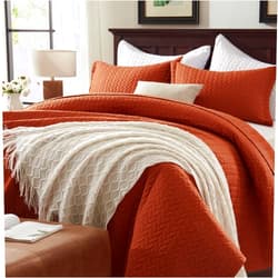 SunStyle Home Umber Quilt Set King 3 Pieces - Soft Summer Quilt Lightweight Microfiber Bedspread Coverlet Set for All Season(1 Quilt, 2 Pillow Shams)