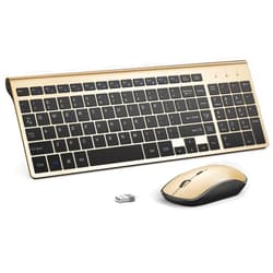 JOYACCESS Wireless Keyboard and Mouse Combo, J JOYACCESS Slim and Compact Gold Wireless Keyboard and Mouse,Portable and Comfortable Typing for Laptop/Computer/Desktop/PC-Black/Gold