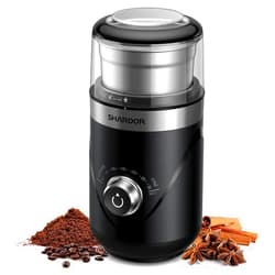 SHARDOR Electric Super Silent Blade Coffee Grinder, Timed Grind Control Rotary Knob, Adjustable Coarse to Fine for Coffee Beans, Spices & Herbs, with 1 Removable Stainless Steel Bowl, Black