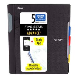 Five Star Advance Spiral Notebook + Study App, 5 Subject, College Ruled Paper, 8-1/2
