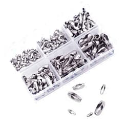 KINGOU 155pcs Stainless Steel Ball Chain Connector Clasps Fits for 1.6/2.0/2.4/3.2/4.0/4.8mm Beaded Ball Chain