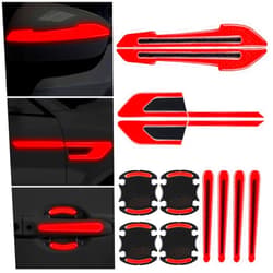 Frienda 12 Pieces Reflective Car Stickers Set Rearview Mirror Reflective Warning Stickers Auto Door Cup Protectors and Handle Paint Scratch Films for Car Safety(Red)