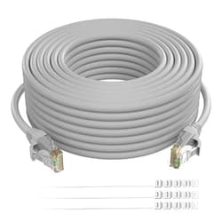 Adoreen Cat 6 Ethernet Cable 25 Ft-Gray, High Speed Long Internet Network Cable(6 Colors to Select) Soft Flexible Sturdy, POE, RJ45 Cat 5 5e Patch Cable Cord, Tangle-Free Tight Connection+15 Ties