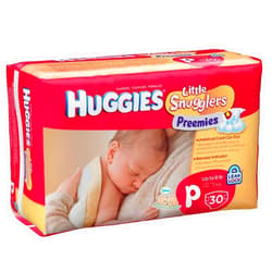 Kimberly-Clark Huggies Diapers Little Snugglers Preemies Diapers Fits Up to 6 lbs Size P Cs of 180 (6/30)