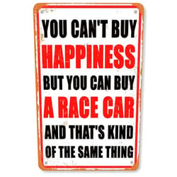 Vuiiwala Funny Garage Metal Sign Vintage Car Decor Racing Gifts You Can't Buy Happiness But You Can Buy A Race Car Personalized Garage Signs For Men Race Theme Car Bedroom Accessories Decor For Boys Retro