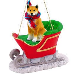 Conversation Concepts Shiba Inu Sleigh Ride Christmas Ornament - Made with Resin, Gold