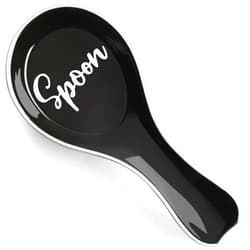 DAYYET Ceramic Spoon Rest for Stove Top, DAYYET Large Spoon Holder, Spoon Rest for Kitchen Counter, Spatula Holder Utensil Rest for Ladles, Tong, Modern Rustic Kitchen Decor, Black